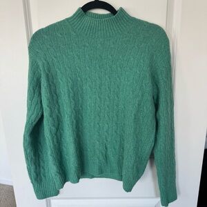 J. Crew Green Cashmere Mock Neck Cable Knit Sweater Women’s Small